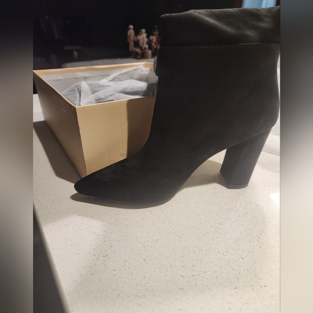 Knee high black suede boots
